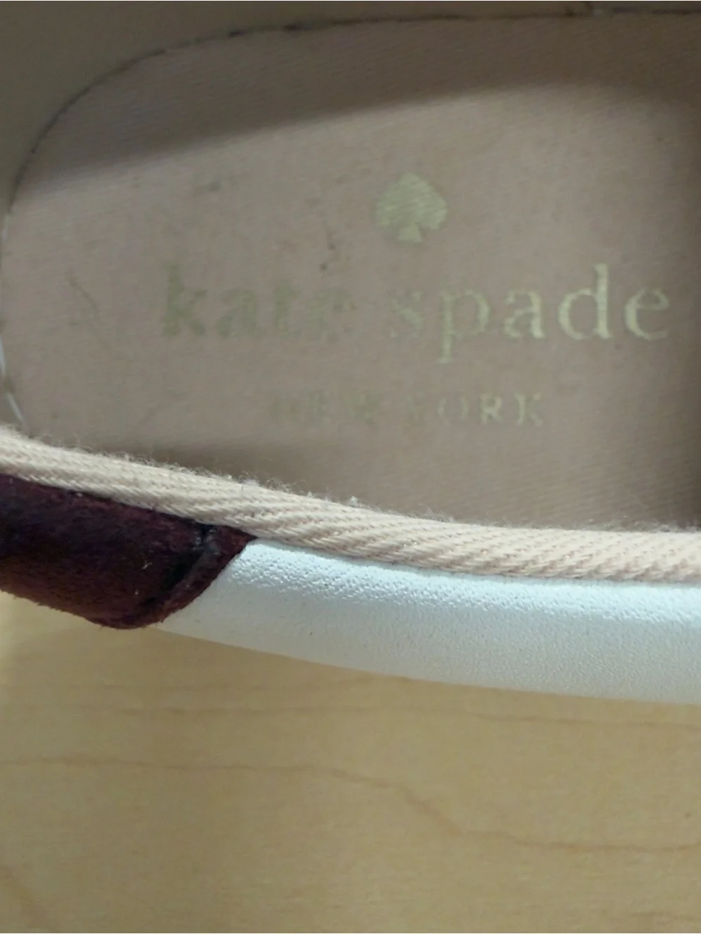 Kate Spade New York Fez White Leather Burgundy Sneakers Size 8.5